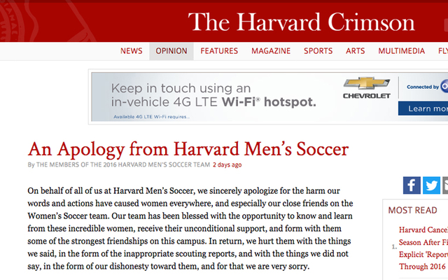 Harvard Mens Soccer Team Apologizes For Sexual Comments