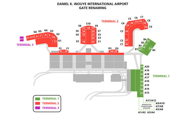Map Of Hnl Airport Honolulu airport updating identification signs at gates, baggage 