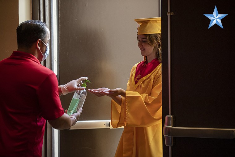 Roosevelt High School holds socially distant capandgown ceremony