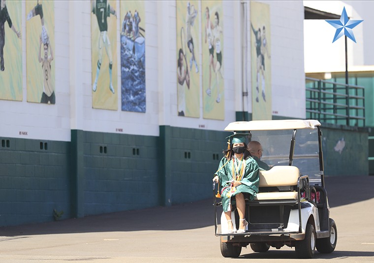 Leilehua High School seniors walk in drivethru commencement ceremony