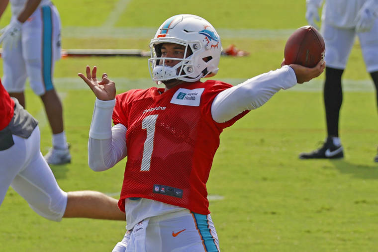 Tua Tagovailoa Miami Dolphins Uniform - Tua Tagovailoa Miami Dolphins Take Part In Training Camp Crash Course Honolulu Star Advertiser