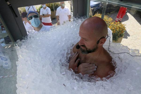 Austrian Man Spends Hours In Box Filled With Ice Cubes In An