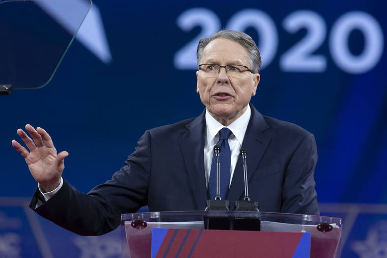 ASSOCIATED PRESS
                                National Rifle Association Executive Vice President and CEO Wayne LaPierre speaks at the Conservative Political Action Conference, CPAC 2020, at the National Harbor, in Oxon Hill, Md., on Feb. 29, 2020.