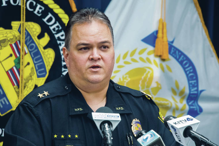 CRAIG T. KOJIMA / CKOJIMA@STARADVERTISER.COM
                                Rade Vanic, Honolulu’s acting police chief, spoke about the shooting at a news conference on Wednesday.