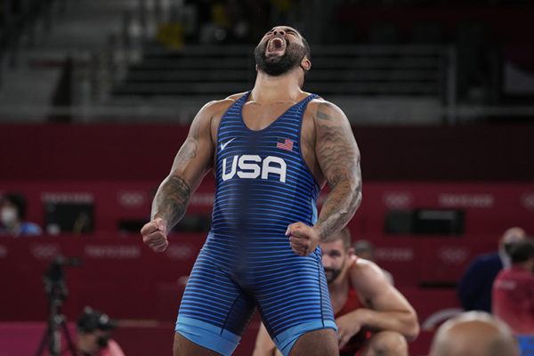 USA wrestler Gable Steveson celebrates last-second comeback to win gold ...