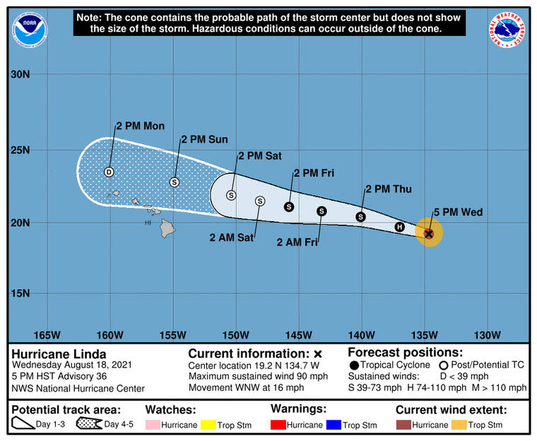Hurricane Linda weakening but still may bring showers to Hawaii early