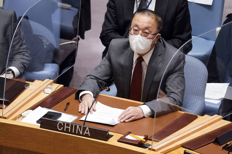 ASSOCIATED PRESS / JAN. 31
                                China’s U.N. Ambassador Zhang Jun addresses the United Nations Security Council.