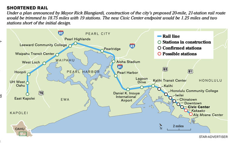 Honolulu Rail Route Map Shorter Honolulu Rail Route Could Avert Kakaako Dispute | Honolulu  Star-Advertiser