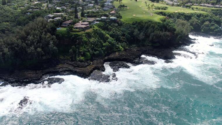 COURTESY KAUAI COUNTY Kauai County officials have closed the access gate to Queens Bath in Princeville through winter for public safety.