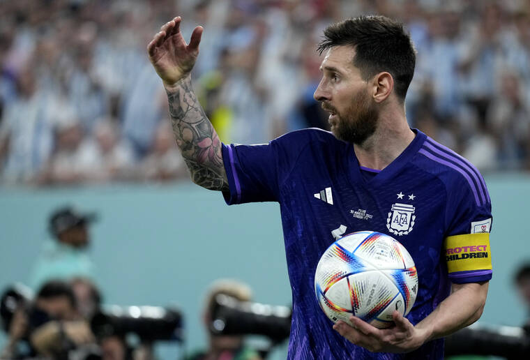 ASSOCIATED PRESS
                                Argentina’s Lionel Messi during the World Cup group C soccer match between Poland and Argentina at the Stadium 974 in Doha, Qatar on Wednesday.