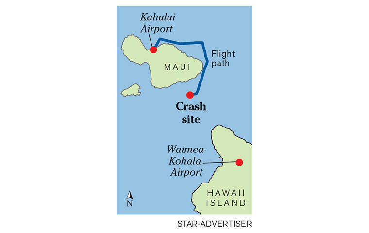 STAR-ADVERTISER
                                The wreckage of a Hawaii Life Flight aircraft that crashed off Maui Dec. 15 was recovered from the ocean floor Tuesday about 1,200 feet from where it was last tracked. The remains of the three crew members were recovered from the wreckage