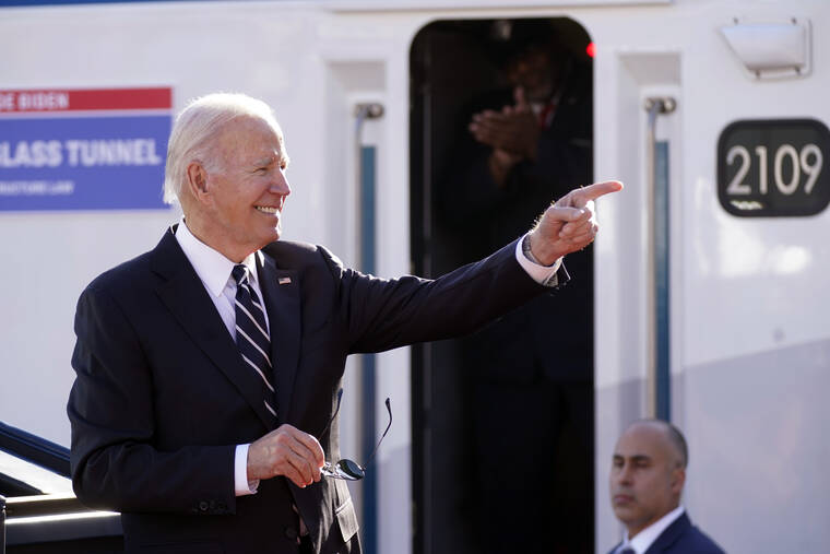 ASSOCIATED PRESS
                                President Joe Biden waves as he speaks about infrastructure at the Baltimore and Potomac Tunnel North Portal in Baltimore.