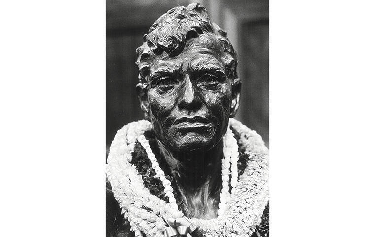 STAR-ADVERTISER
                                A bust of Hamana Kalili, a Laie community leader who lost his fingers in an accident as far back as 1915. He died in 1955, before he ever got recognition as the originator of the shaka sign. Fasi declared June 16, 1986 “Hamana Kalili Memorial Day.”