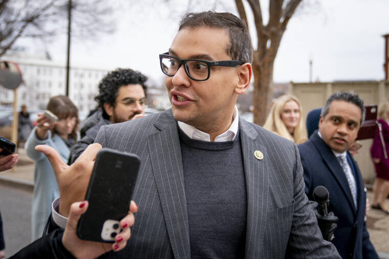 ASSOCIATED PRESS
                                Rep. George Santos, R-N.Y., leaves a House GOP conference meeting on Capitol Hill in Washington, Jan. 25.