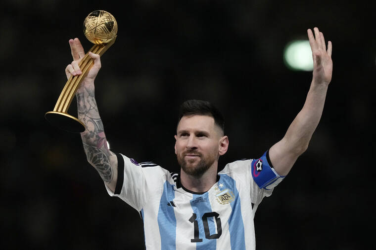 Lionel Messi reps Argentina's alternate kit for the Women's World