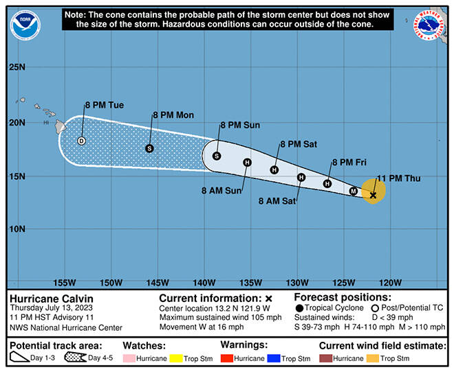 Hurricane Calvin strengthens, moves toward Central Pacific Honolulu