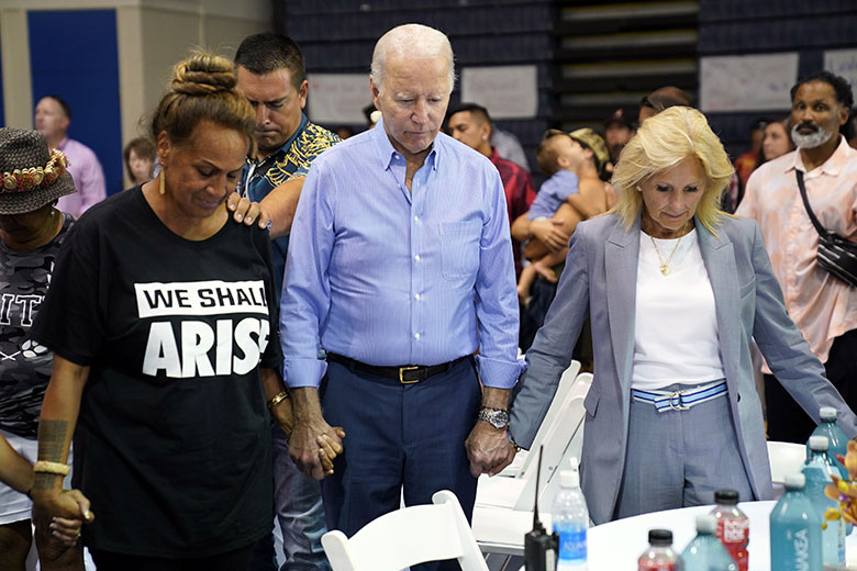 President Joe Biden meets survivors of Maui fires at the Lahaina Civic