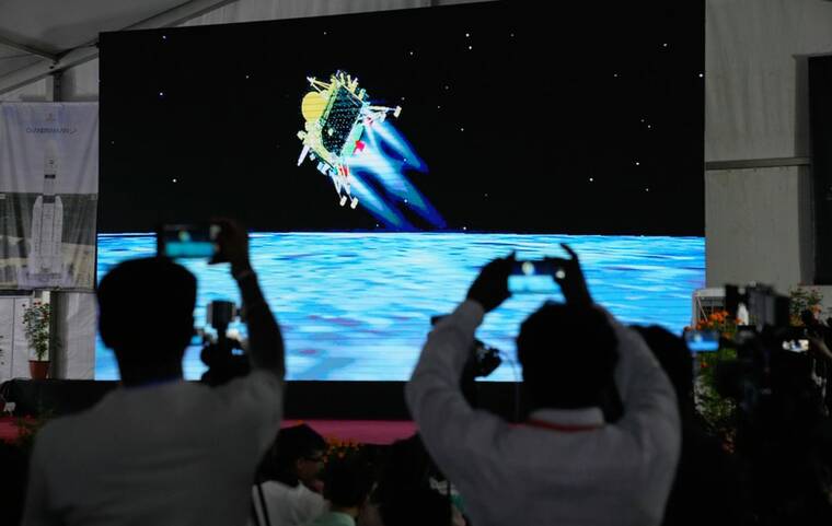 India lands spacecraft near moon’s south pole