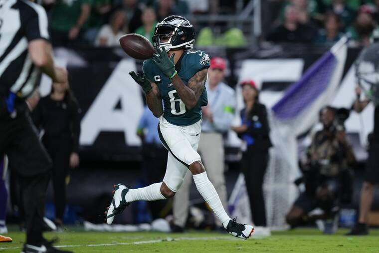 DETROIT, MI - SEPTEMBER 11: Philadelphia Eagles wide receiver Quez Watkins  (16) walks off of the field at the end of the first half during a regular  season NFL football game between