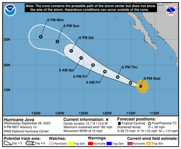 Jova intensifies into category 5 hurricane in East Pacific Honolulu