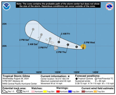 Tropical Storm Gilma weakening as it approaches islands