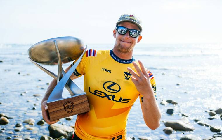 Hawaiian John John Florence wins his third world surfing title