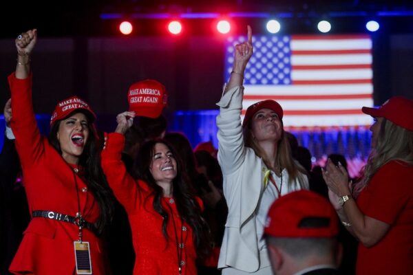 Trump supporters cheer at Election Night rally