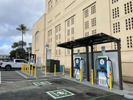 Federally funded EV charging station opens at Aloha Tower