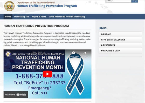 Hawaii launches web page focused on preventing human trafficking