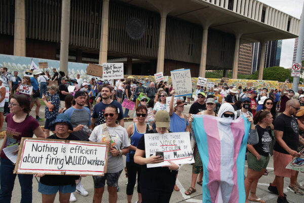 Hawaii protesters rally against Trump, Musk on Presidents Day